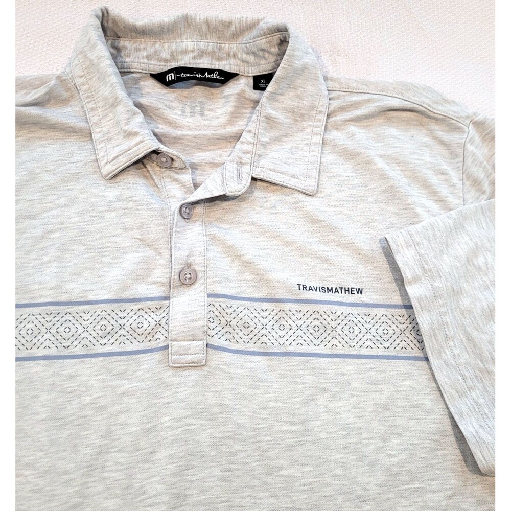 Travis Mathew XL Local Time Gray Polo Shirt Short Sleeve Golf Tennis Athletic